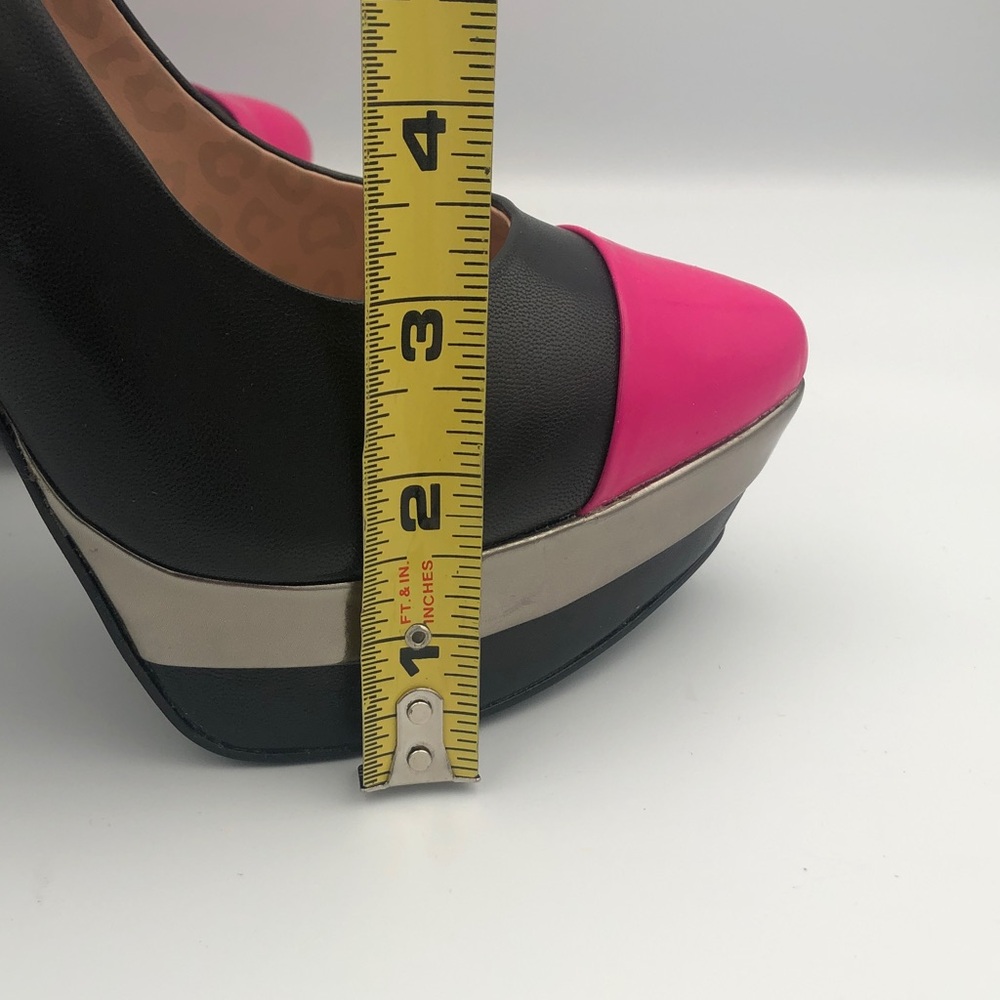 Betsey Johnson Carmindy Black and Pink High Heels Leather Upper NIB - Picture 6 of 15